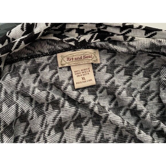 Art and Soul Womens Sleeveless Open Cardigan Sweater Black White Herringbone XL - Picture 8 of 10